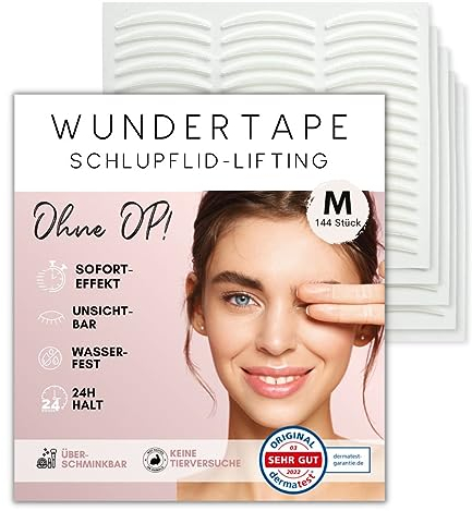 WUNDERTAPE strisce adesivi per palpebre cadenti „M“ (144 pz) - nastro correzione invisibile delle palpebre cadenti senza chirurgia Eyelid tape