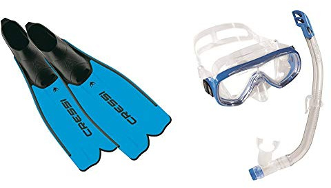 Cressi Rondinella - Palmes Chaussante de Snorkeling/Apnée/Plongée & Ondina + Top Premium Combo Set pour Enfant