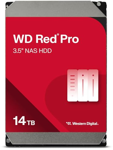 Western Digital 14TB WD Red Pro NAS Internal Hard Drive HDD - 7200 RPM, SATA 6 Gb/s, CMR, 512 MB Cache, 3.5 - WD141KFGX