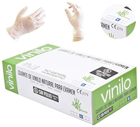 Confezione da 100 guanti in vinile monouso taglia L trasparenti (50 paia) senza polvere AQL 1-5 CE