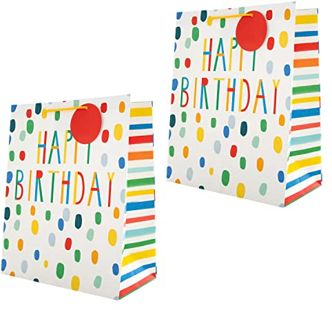 Hallmark Birthday Large Gift Bag Bundle, Bright Colourful Design, 2 Pack