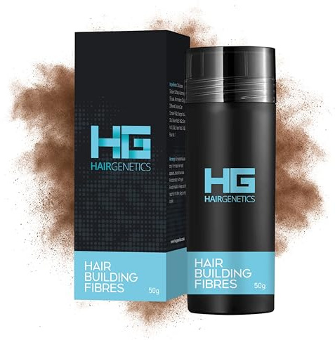 Hair Genetics Hair Fibres for Hair Loss Cover Thin Hair & Bald Spots- Hair Fibre for Thick Hairs- Fibers for Men and Women for Hair Loss (Medium Brown 50g)