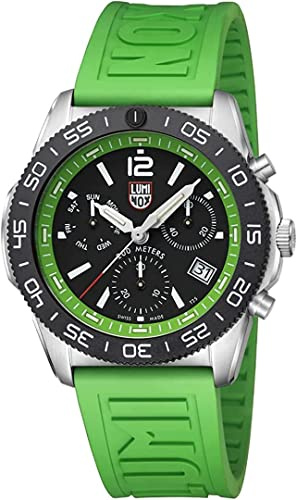 Luminox Herrkronograf schweizisk kvartsrörelse klocka med gummiarmband XS.3157.NF, svart, Rem