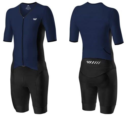 Lo.gas Herr Pro Trisuit kortärmad triathlondräkt för ironman-racing och triathlontävlingar – högkvalitativ triathlondräkt för män, blå, M