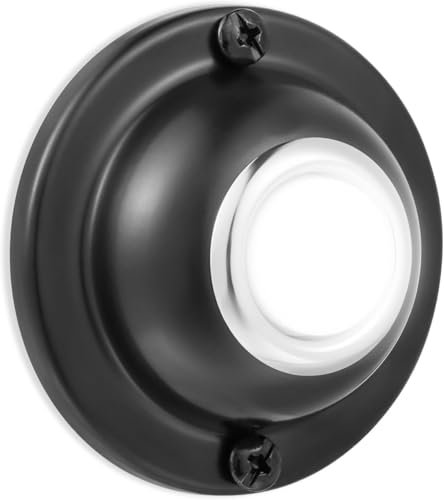 Lighted Doorbell Push Button,LED Round Door Bell Switch Home Wall Mounted Buttons Wired Opener Universal Hardware Garage Front Doors Easy Installation Black