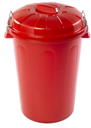 DRW Poubelle communauté rouge avec couvercle encastré de 100 litres 54 x 50 x 76 cm
