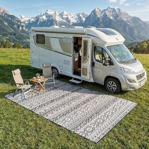 EVOCAMP Utomhusmatta 270x300 cm, väderbeständig och lättviktsig, picknickmatta för utomhusbruk, plastmatta utomhus matta, robusta polypropenfibrer, användbar för terrass och balkong.