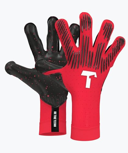 T1TAN Rebel 2.0 Solar Red - Guantes de Portero - Guantes de fútbol para porteros - sin protección para los Dedos - Talla 7