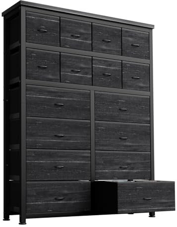Baloveby Kommode, Kommode Mit 16 Stoffschubladen, Hohe Kommode Organizer für Kleidung, Multifunktionaler Schubladenschrank für Schlafzimmer Und Wohnzimmer