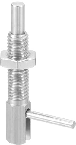 sourcing map Retractable Indexing Plunger Pin, M8 l Spring Plunger Stainless Steel Spring Loaded Latch Telescopic Locking Pin with Nut for Machinery Shipbuilding