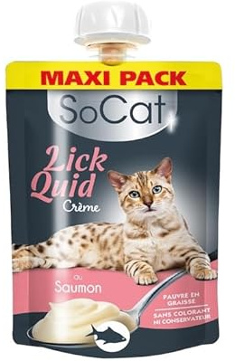 Riga - Socat Lick Quid - Friandises pour Chat - Snack Humide Au Saumon - Crème A Lécher - Riche en Protéines - sans Céréales - Faible en Graisses - Récompense Idéale - Maxi Pack - 90 g