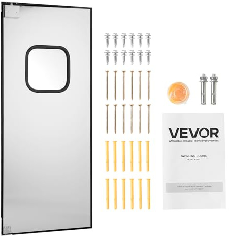 VEVOR Porta a Battente per Ingresso 917 x 2133 mm Pannello Singolo, Porte a Battente Commerciali in Acciaio Inox con Ferramenta e Accessori, per Uso Residenziale, Durevole e Facile da Installare