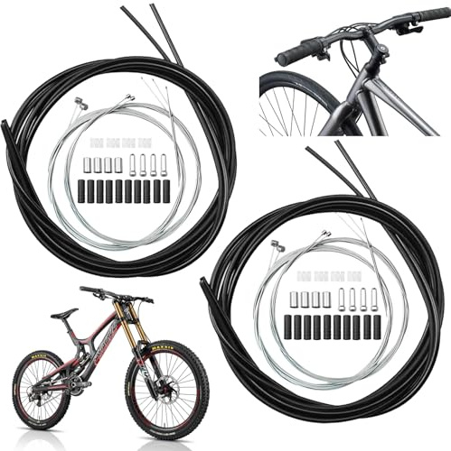 Cable Freno Bicicleta, Cable Cambio Bicicleta Set con manguera y terminales, 2 en 1 Cable Freno Bicicleta y Cable de Palanca de Cambios Aplicable a Bicicletas de Carretera de Montaña