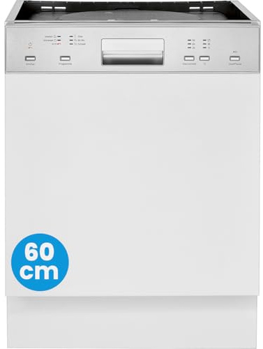 Bomann Spülmaschine Geschirrspüler 60cm, teilintegrierte Ausführung, sehr leise, Spülmaschine teilintegriert 60 cm, automatische Türöffnung, inkl. Aquastop, 40°-65°C, 6 Programme - GSPE 7423 TI