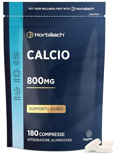 Calcium Carbonate Powder Tablets 800mg | Complement Alimentaire | 180 Comprimés Véganes | Horbaach