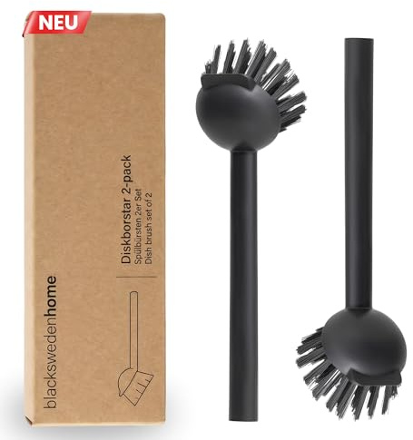blackswedenhome. Spülbürste Schwarz - Geschirrbürste, Abwaschbürste, Küchenbürste mit robusten Borsten - Langlebiges Spülbürsten Set 2 Stück Ersatzbürsten für Organizer