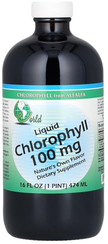 World Organics Chlorophyll Supplement Liquids, 100 mg, 16 Ounce, 16 Fl Oz (Pack of 1)