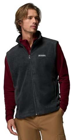 Columbia Mens Steens Mountain Fleece Vest, Charcoal Heather, Small