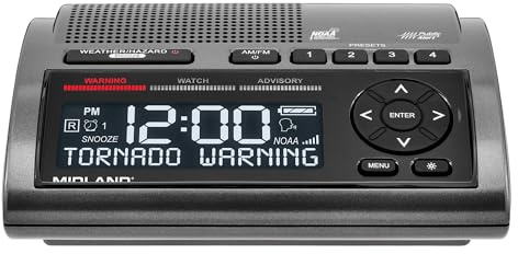 Midland - WR400 Weather Radio Deluxe - NOAA Emergency Alert Scanner – Home Use with Battery Backup - Local County Programming Over 80 Emergency Voice Flashing Alerts – Alarm Clock AM/FM Radio