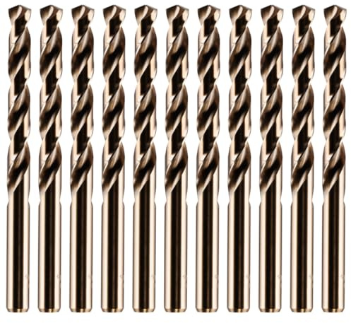 Rennie Tools - 10pc 4.2mm HSS Gold Cobalt Jobber Drill Bit Set for Stainless Steel, Hard Metals, Aluminium, Cast Iron, Copper