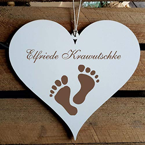 Schild Herz « Fußpflege 01 » mit persönlicher Wunschgravur und Motiv Füße - Deko Dekoration Türschild Name - Beruf Podologe