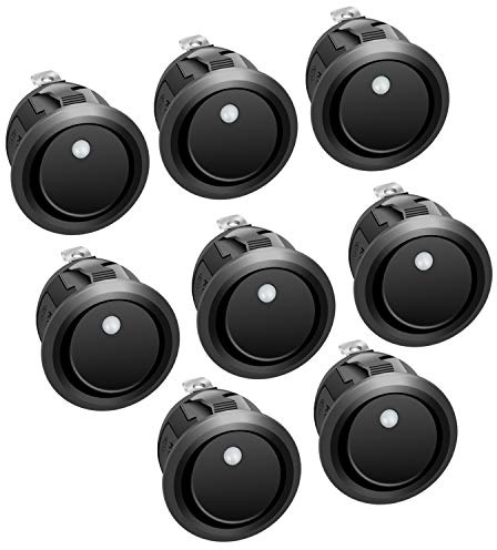 APIELE 8 interruttori a levetta, 2 posizioni on/off, con interruttore a LED, DPST a 3 pin, 12 V, 20 A, interruttore a levetta per auto, barca, elettrodomestici KCD2-102N (bianco)