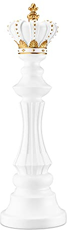 Navaris Pedine Scacchi Giganti - Decorazioni Scrivania a Forma di Scacco - Pezzi Scacchi da Arredamento - 13 x 13 x 40,5 cm - Idee Regalo Scacchi Gadget - Figura Re Bianco