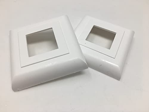 2 x Abdeck Rosetten Eckig für Geländer | Rohre | Heizungen Weiß Nach Auswahl (Innenmass 30x30 mm)