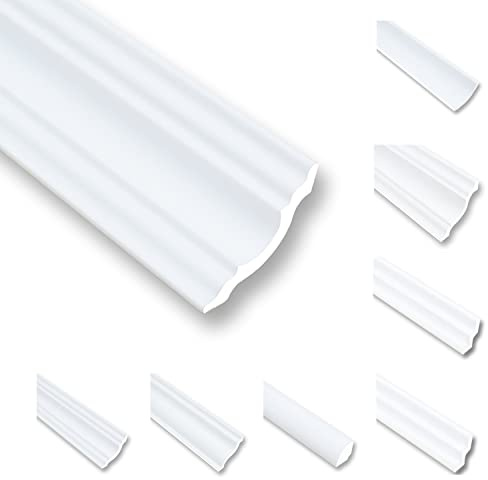 NK50 Moulures de plafond en polystyrène XPS, moulures en stuc, Baguette de finition blanc, 8 m, 50 x 50 mm, moulures décoratives, moulures de plafond