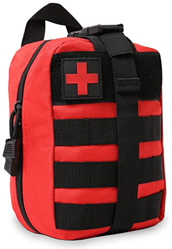 BITUOR Sacs de Premiers Secours, Trousse de Premiers Soins Utilitaire, Extérieure Molle EDC Pouch, Sac d'urgence Médical, Kit de Survie d'urgence Sac à Dos Sac médical Tactiques, Rouge