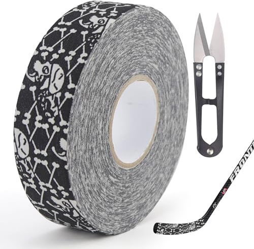 LBING Schläger Tape Hockeyschläger Tape 25M Rutsch Griffband Sporttape Eishockey Griffband Schlägertape Mit 1 Stück Schere (schwarz und weiß)
