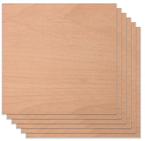6 placas de madera contrachapada para manualidades, madera contrachapada de haya roja, tablas de madera vacía, 1/8 x 12 x 12 x 12, madera sin tratar, madera contrachapada sin tratar para madera,