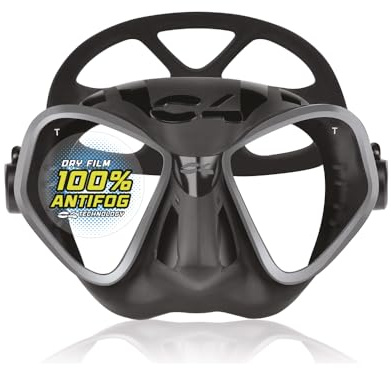 C4 Condo-R Máscara de buceo para apnea, buceo, esnórquel y buceo con botella, modelo Black – Snake Camu – Carbon (Black ANTIFOG)