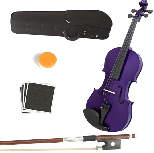 MA 16-Inch Solid Wood Viola in Purple Finish - Handcrafted 4/4 Size Acoustic Viola for Enthusiasts & Adults with Case, Bow, Rosin, Bridge & Strings