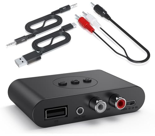 Vocdikficy Receptor de Audio Bluetooth 5.3 NFC USB U Disk 3,5 mm AUX USB Adaptador Inalámbrico de Música Estéreo para Amplificador de Altavoz de Automóvil