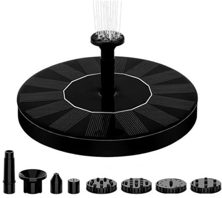Fuente de agua solar, fuente de agua solar con 6 boquillas, bomba solar flotante para baño de pájaros, jardín, estanque, piscina y pecera