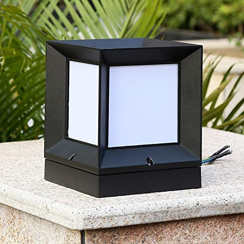 Lámpara de pie para Exterior, Luz de Poste de Rejilla Cuadrada Moderno Aluminio Impermeable Lámpara de Pilar Exterior Puerta de Entrada Valla Patio Co