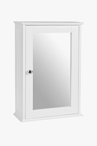 raxter Bathroom Wall Cabinet with Mirror Door, White, Single Door Storage Cupboard with Adjustable Shelves, 35W x 55H x 21D cm