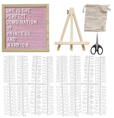 Lavagna con lettere intercambiabili, piccola bacheca per lettere, cornice in legno, 24 x 24 cm, cartellone per le affissioni per Natale, compleanno, matrimonio, eventi, bar, ristorante, scuola