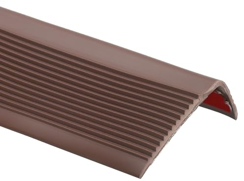 sourcing map Stair Nosing, 1Meter (6 x 3 Cm) Vinyl Non-Slip Self-Adhesive Staircase Step Edge Protector Waterproof Stair Treads Trim for Outdoor Indoor Floors, Coffee