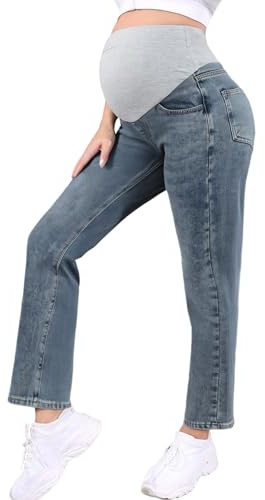 Yhong graviditetsjeans gravida denim jeans byxor över magen bekväm stretch denim byxor för gravida kvinnor