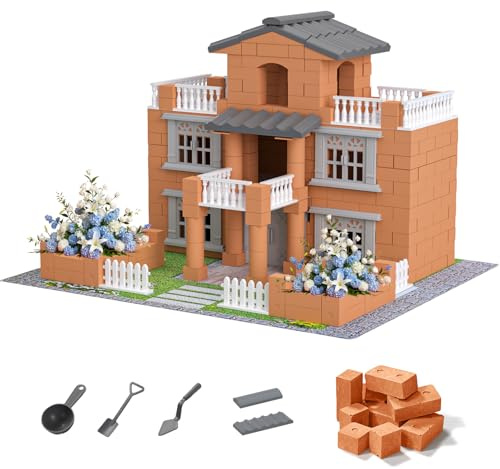 Mini House Building Kit for Kids 8+, Tiny House STEAM Creation with Real Bricks & Tiles, Miniature House Kit Craft Set, Tiny Home Kit DIY Small House Construction Toy