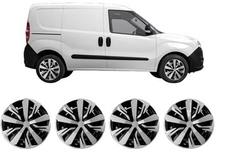 Darfox 15” Wheel Trims – Set of 4 Hub Caps for Cars & Panel Vans – Fit 15 inch Steel Rims – Peugeot, Citroen, Renault, VW, Ford (absb)