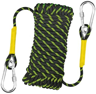 YIUBCZOQI 10m Cuerda Estatica de Escalada 10mm con 2 Mosquetones, UIAA