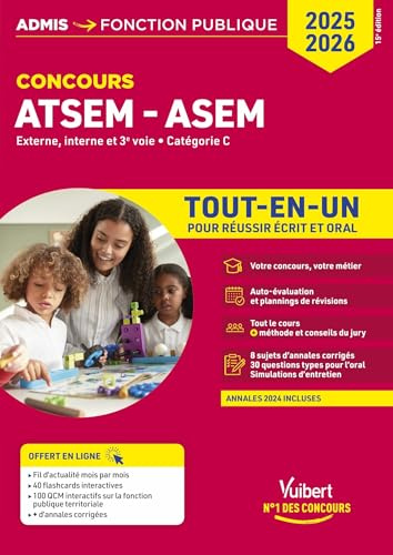 Concours ATSEM et ASEM - Catégorie C - Tout-en-un: Agent (territorial) spécialisé des écoles maternelles - Concours externe, interne, 3e voie - 2025-2026