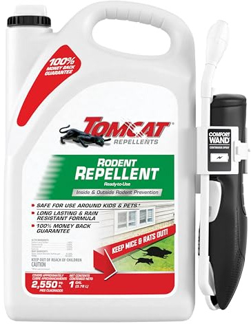 Tomcat Repellents Rodent Repellent Ready-to-Use with Comfort Wand - For Indoor and Outdoor Mouse and Rat Prevention, Peppermint Oil Spray for Rodents with Cinnamon & Garlic Essential Oils, 1 gal.
