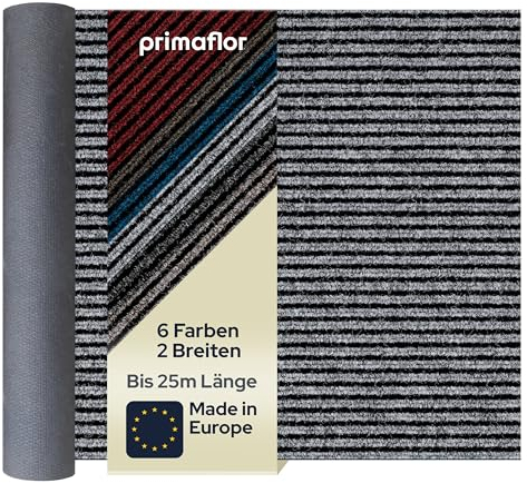 Primaflor Sauberlauf nach Maß - MAGNUM, Grau, 1,00m x 4,00m, Rutschfester Schmutzfangläufer Meterware, Robuster Küchenläufer, Zuschneidbarer Teppichläufer, Eingangsmatte für Flur und Windfang