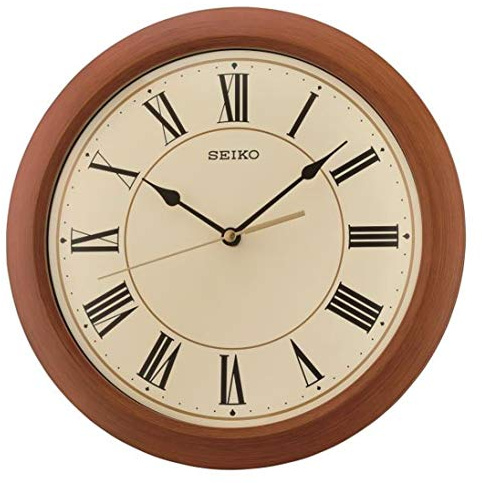 Seiko Wanduhr braun Kunststoff Schleichende Sekunde QXA713T