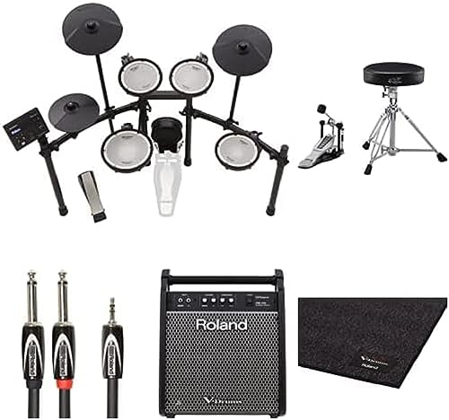 Roland TD-07KV V-Drum Kit Bundle con V-Drums Pack, Tappetino per Batteria, Amplificatore e Cavo