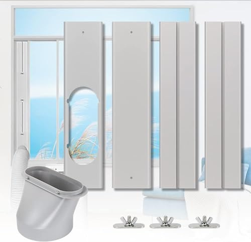Portable Air conditioner Window Kit, Adjustable Vertical/Horizontal Sliding Window Kit Plate for Unit, AC Window Vent Seal Suitable for 5.9” AC Exhaust Hose